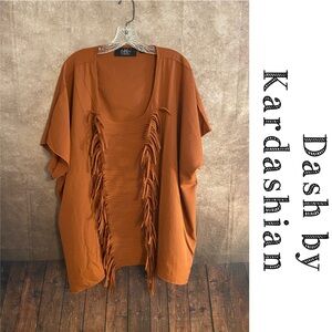 Dash by Kardashian~Rust Fringe Blouse~Women’s Size 3X~EUC